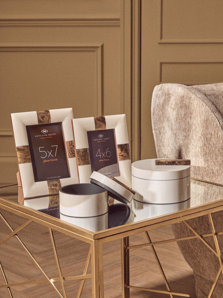 Decio Cream And Brown Small Round Box