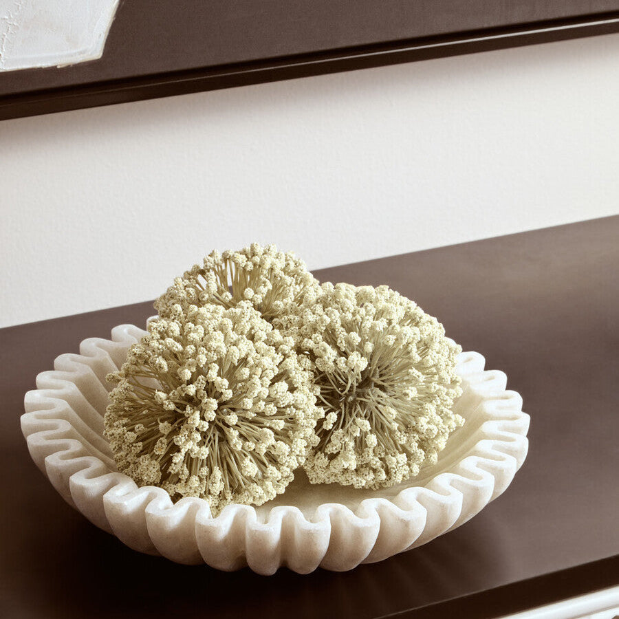 Savio Small White Fluted Marble Bowl - Image 2