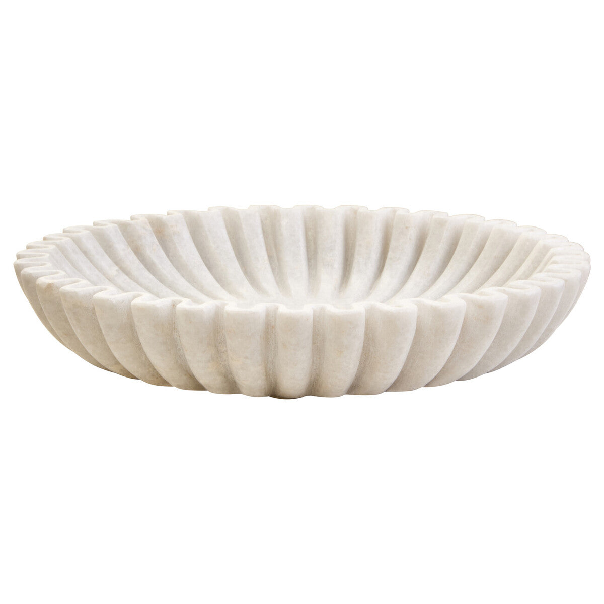Savio Large White Fluted Marble Bowl