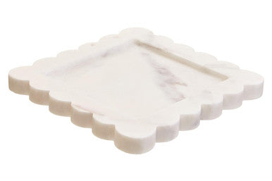 Savio White Marble Square Small Tray With Scallop Edges - Image 3