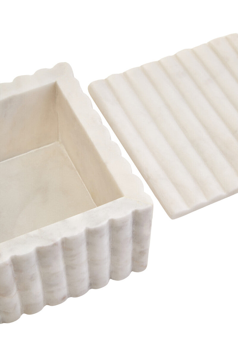 Savio Square White Fluted Marble Box - Image 13