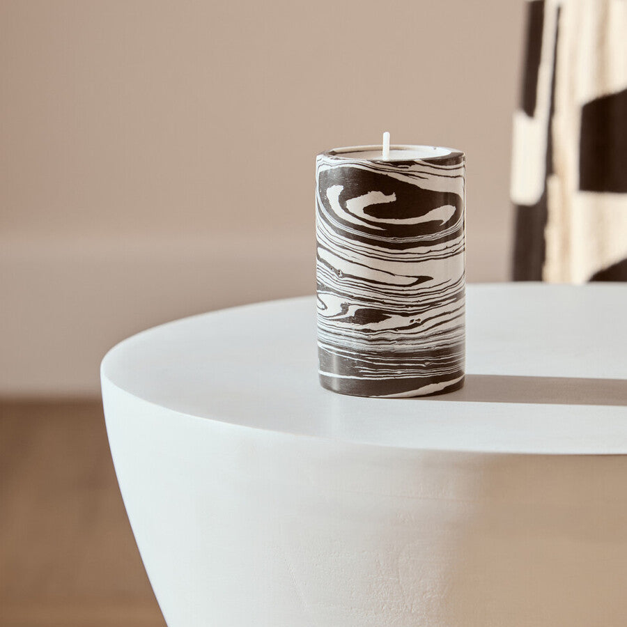 Helsa Black And White Marble Two Way Candle Holder - Image 4