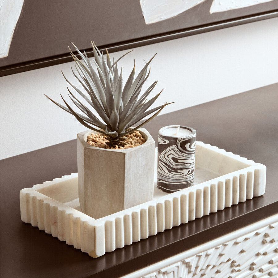 Helsa Black And White Marble Two Way Candle Holder - Image 2