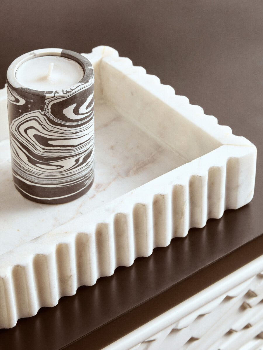 Helsa Black And White Marble Two Way Candle Holder - Image 3
