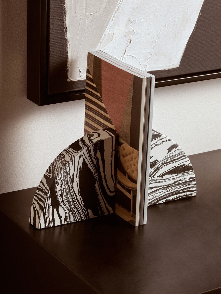 Helsa Black And White Marble Set of Two Bookends