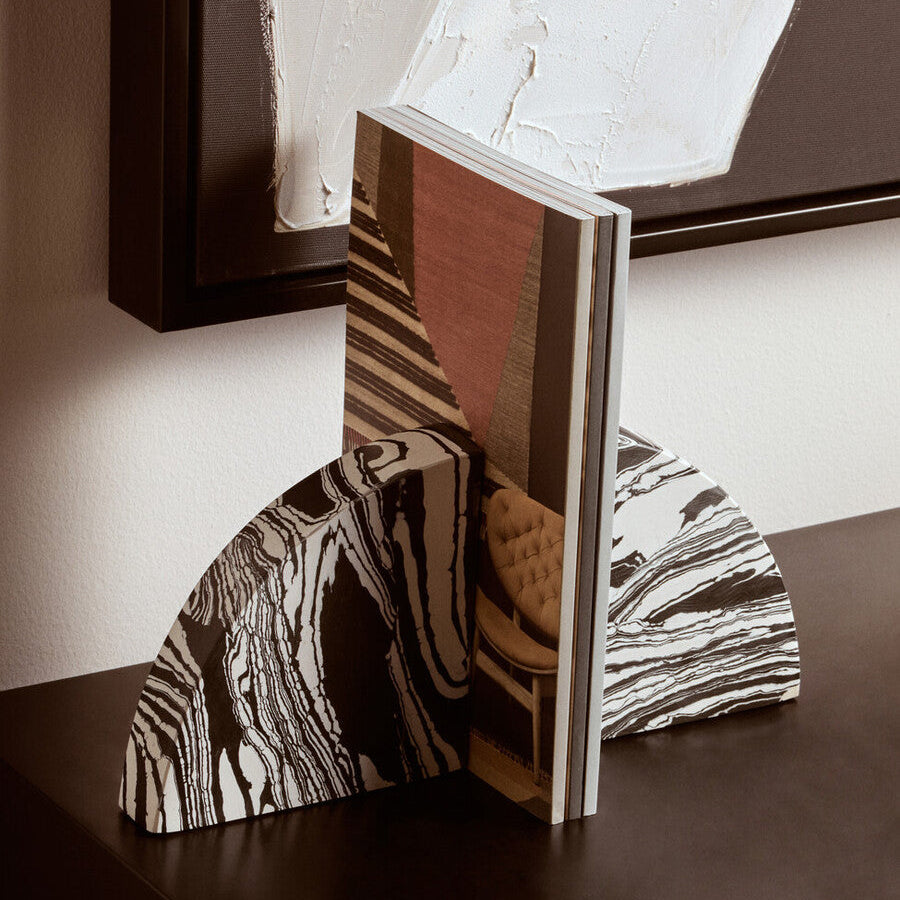 Helsa Black And White Marble Set of Two Bookends - Image 2