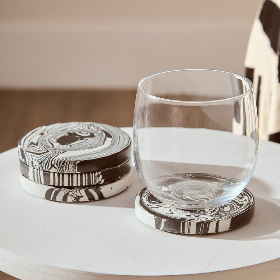 Helsa Set of Four Black And White Marble Coasters - Image 2