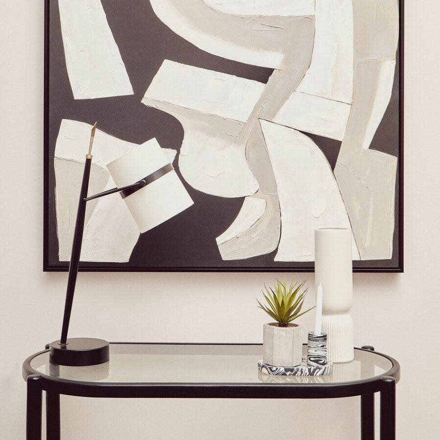 Helsa Black And White Oval Marble Tray - Image 2