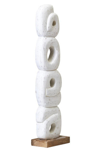 Fidel Rustic White Mango Wood Ring Sculpture - Image 5