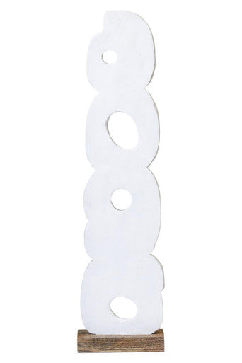 Fidel Rustic White Mango Wood Ring Sculpture - Image 2