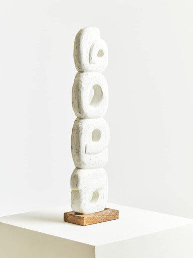 Fidel Rustic White Mango Wood Ring Sculpture - Image 7