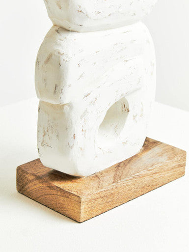 Fidel Rustic White Mango Wood Ring Sculpture - Image 10