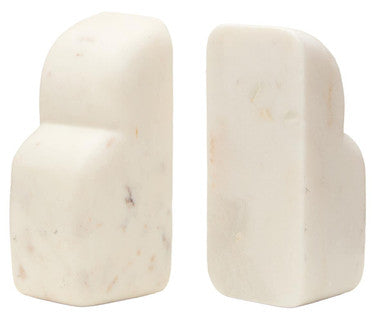 Savio White Marble Set Of Two Bookends