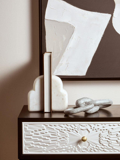 Savio White Marble Set Of Two Bookends