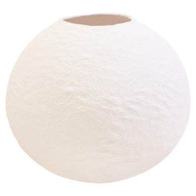 Sanai Cotton Mache Small White Round Vase - Image 2