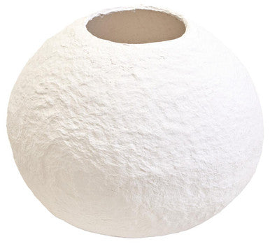 Sanai Cotton Mache Large White Round Vase - Image 7
