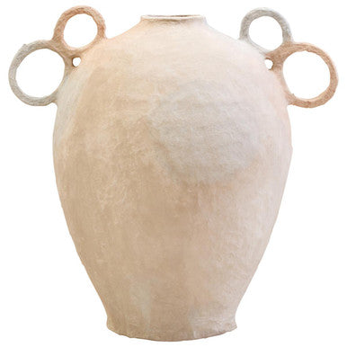 Sanai Cotton Mache Large Vase With Decorative Handles - Image 2
