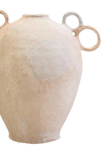 Sanai Cotton Mache Large Vase With Decorative Handles