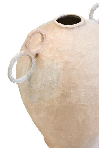 Sanai Cotton Mache Large Vase With Decorative Handles