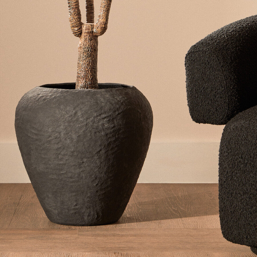 Sanai Cotton Mache Large Black Planter - Image 2