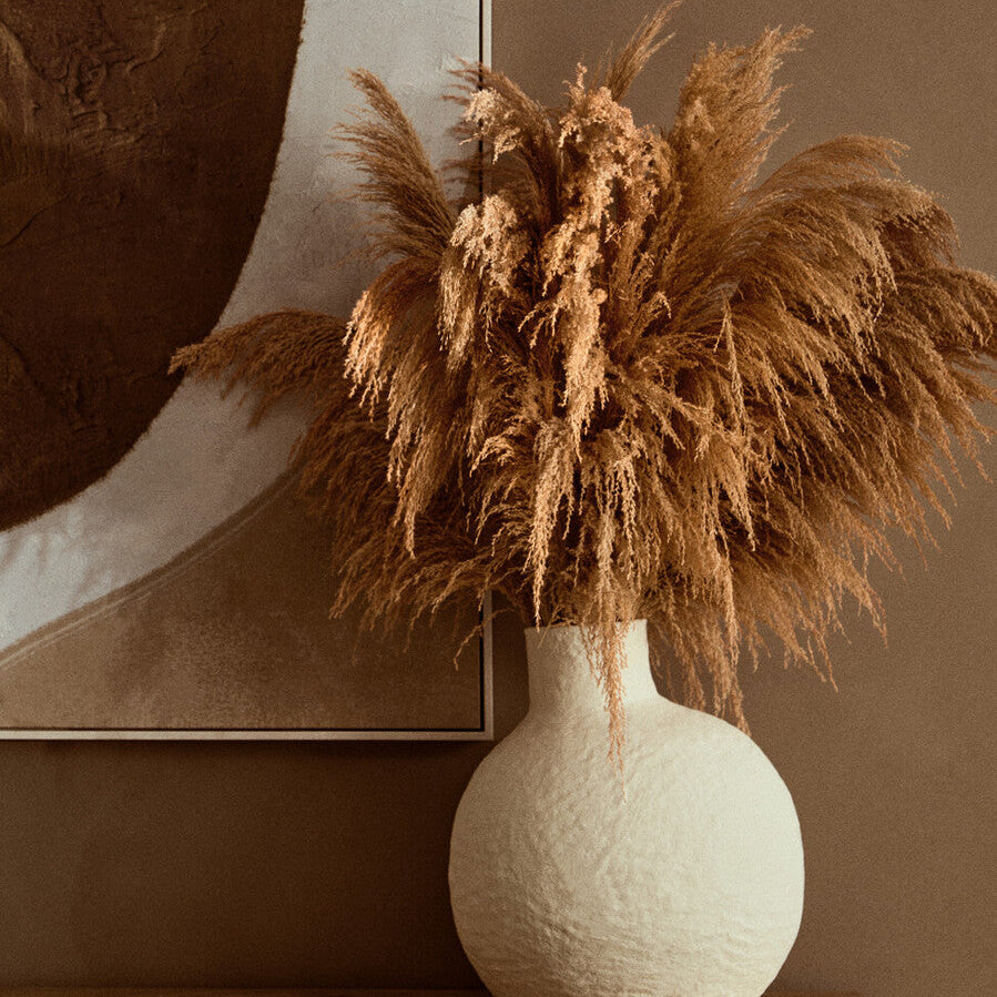 Sanai Cotton Mache Large Cream Vase - Image 4