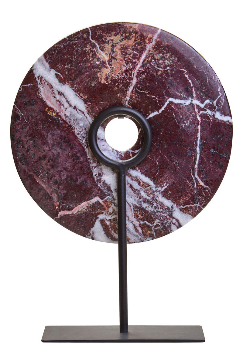 Salmo Medium Red Marble Round Disc Sculpture