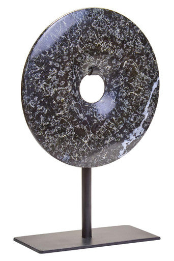 Salmo Extra Small Round Black Marble Disc Sculpture