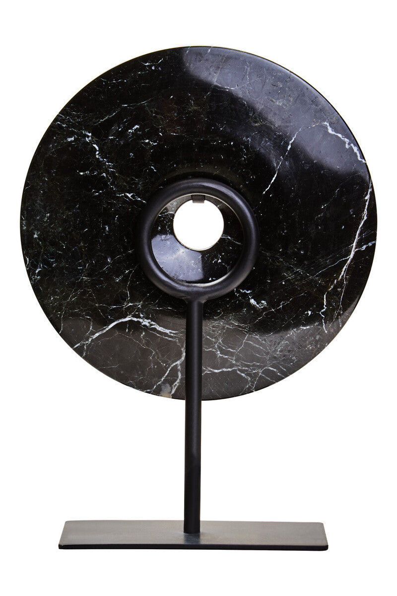 Salmo Small Black Marble Round Dia 20cm Disc Sculpture - Image 5