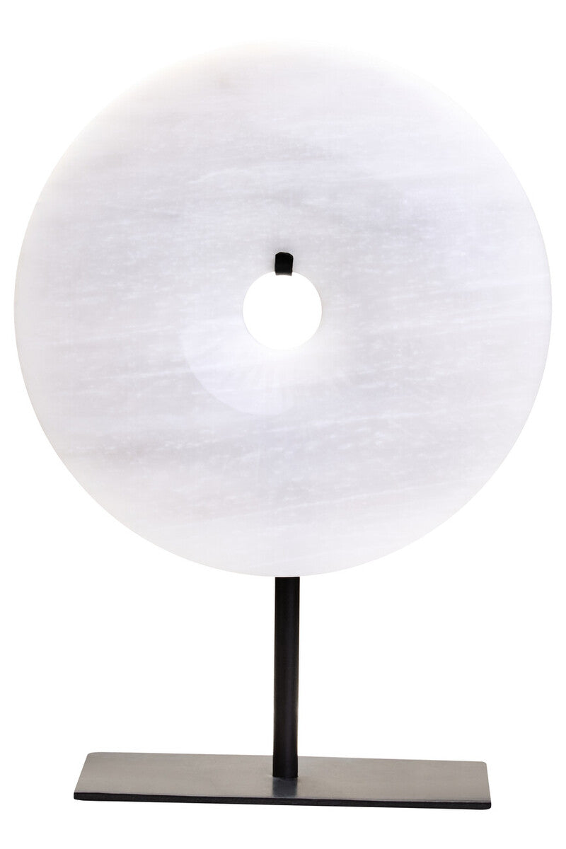 Zoro Small Round Grey Marble Disc Sculpture