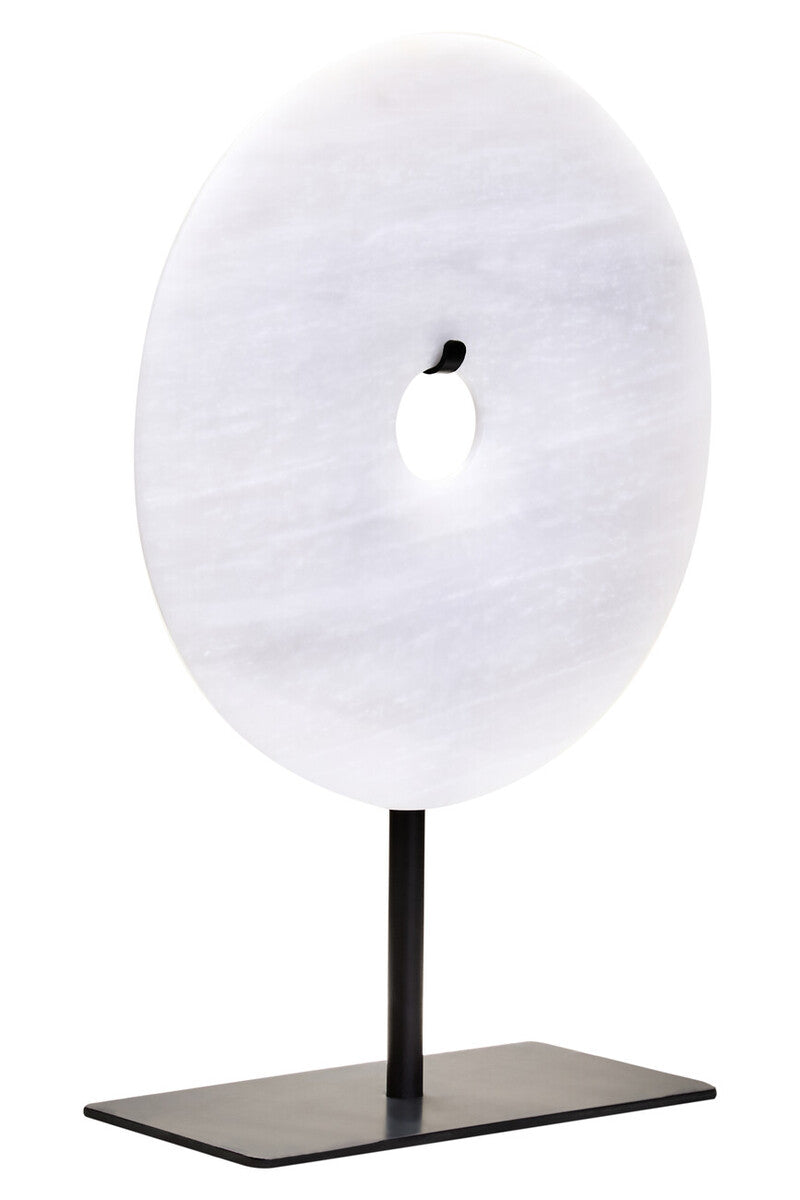 Zoro Small Round Grey Marble Disc Sculpture
