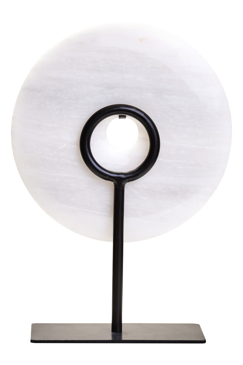 Zoro Small Round Grey Marble Disc Sculpture