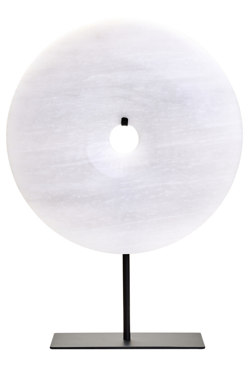 Zoro Large Round Dia 30cm Grey Marble Disc Sculpture - Image 1