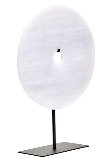 Zoro Large Round Dia 30cm Grey Marble Disc Sculpture - Image 2