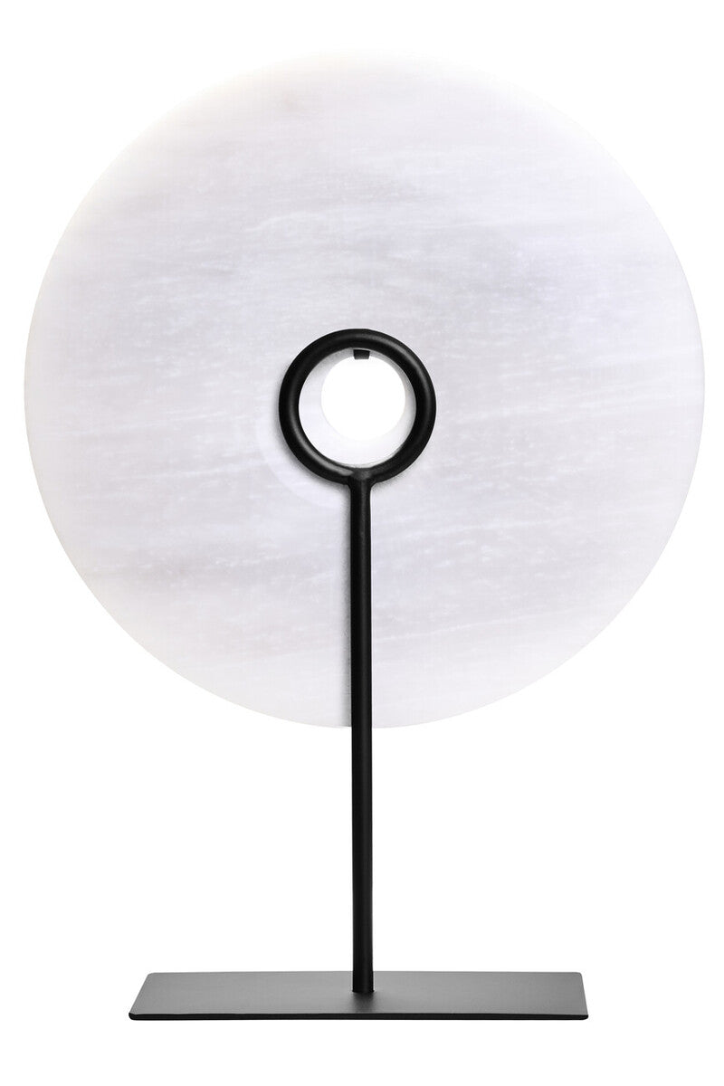 Zoro Large Round Dia 30cm Grey Marble Disc Sculpture - Image 3