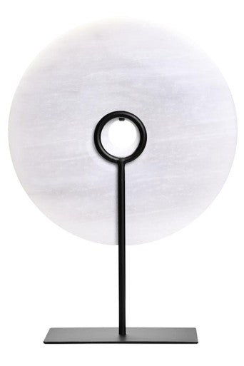 Zoro Large Round Grey Marble Disc Sculpture