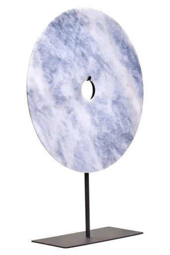 Zoro Extra Large Round Dia 35cm Grey Marble Disc Sculpture - Image 2