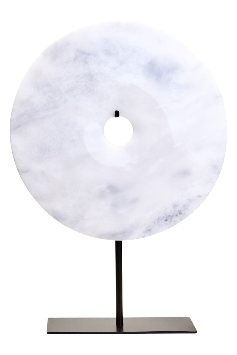 Zoro Large Round White Marble Disc Sculpture