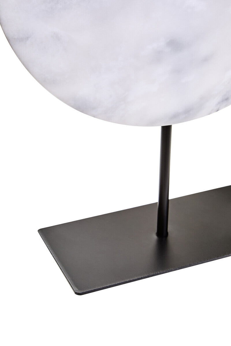 Zoro Large Round Dia 30cm White Marble Disc Sculpture - Image 5