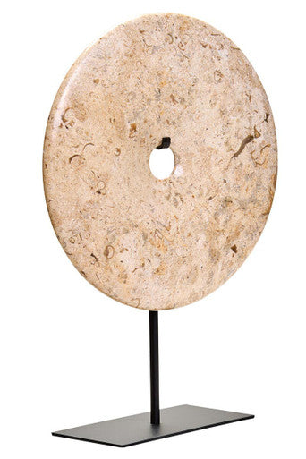 Zoro Large Natural Speckled Marble Round Disc Sculpture