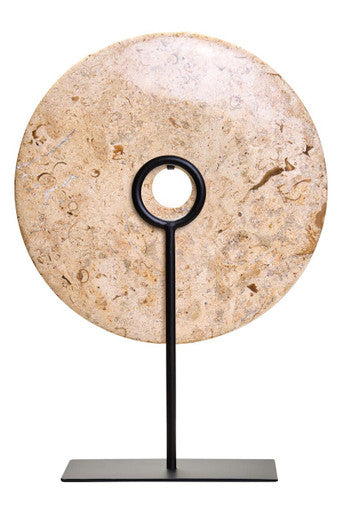Zoro Large Natural Speckled Marble Round Disc Sculpture