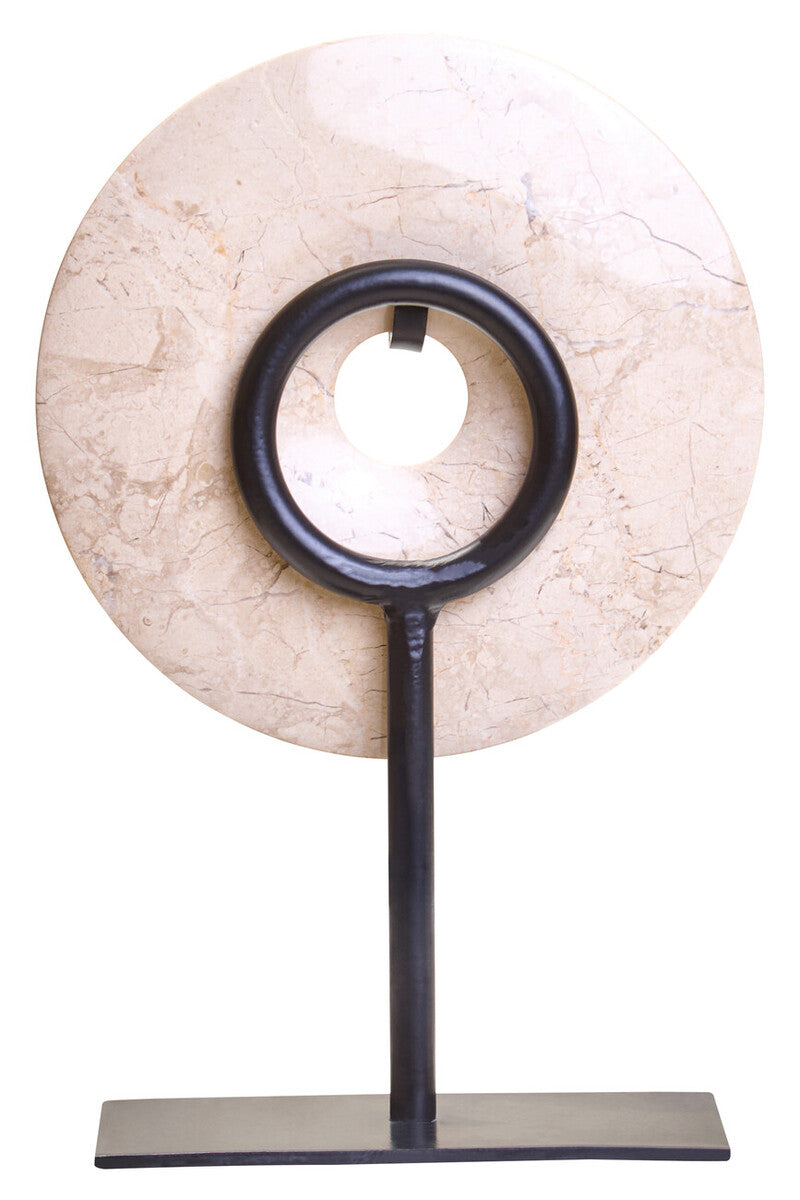 Zoro Extra Small Cream Marble Round Dia 15cm Disc Sculpture - Image 4