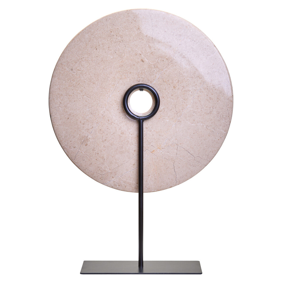 Zoro Extra Large Cream Round Dia 35cm Marble Disc Sculpture - Image 4