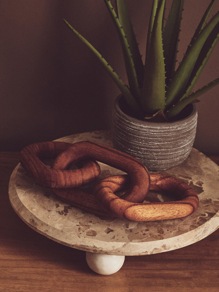 Cato Brown Wood Three Link Chain Decor