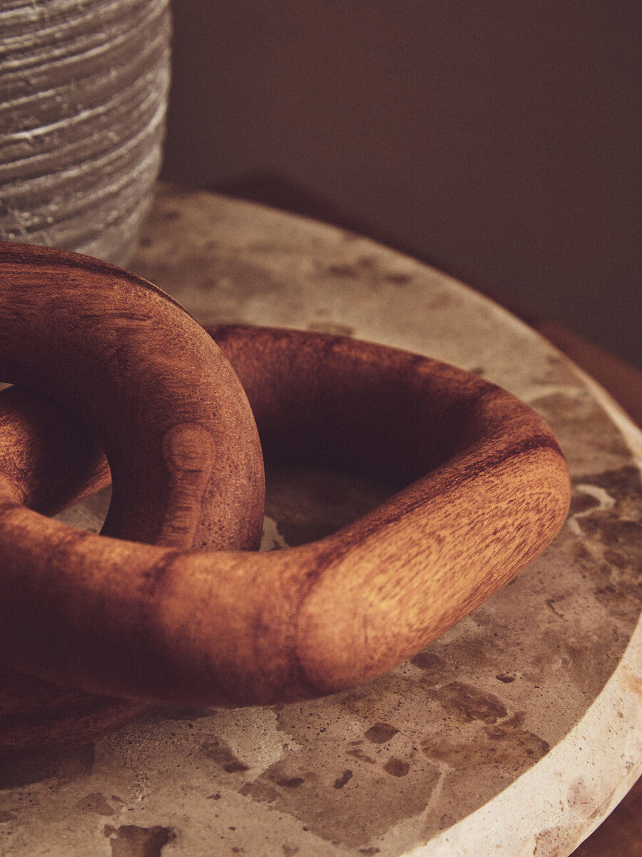 Cato Brown Wood Three Link Chain Decor