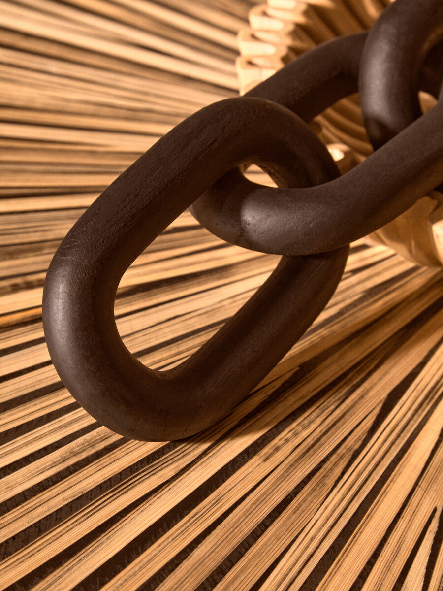 Cato Black Wood Three Link Chain Decor