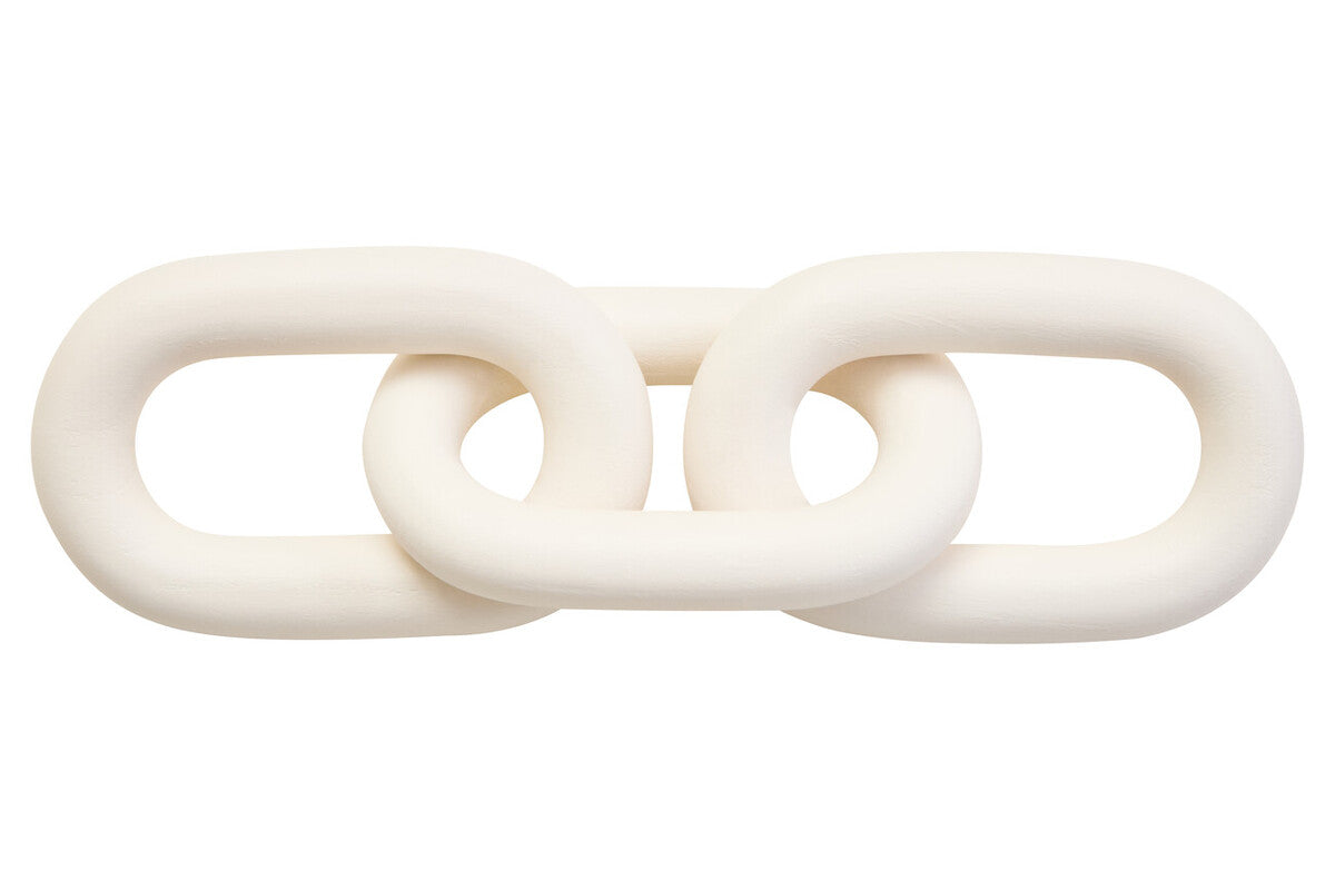 Cato White Wood 3 Link Chain Decor