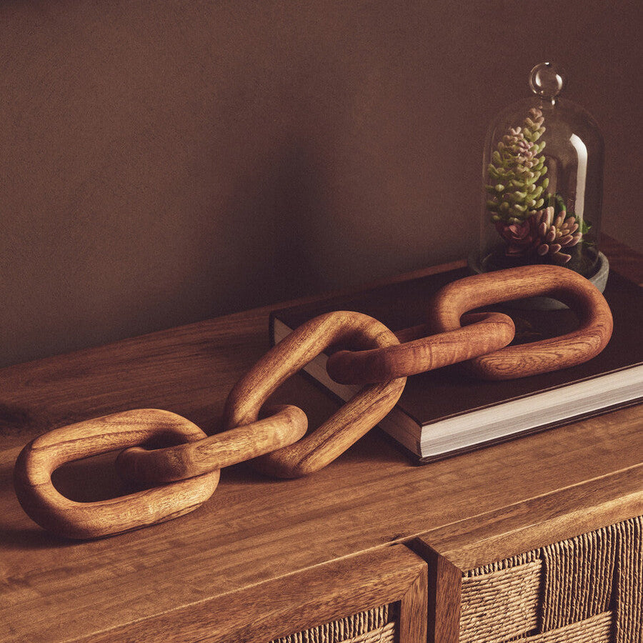 Cato Brown Wood 5 Link Table Decor Chain - Image 3