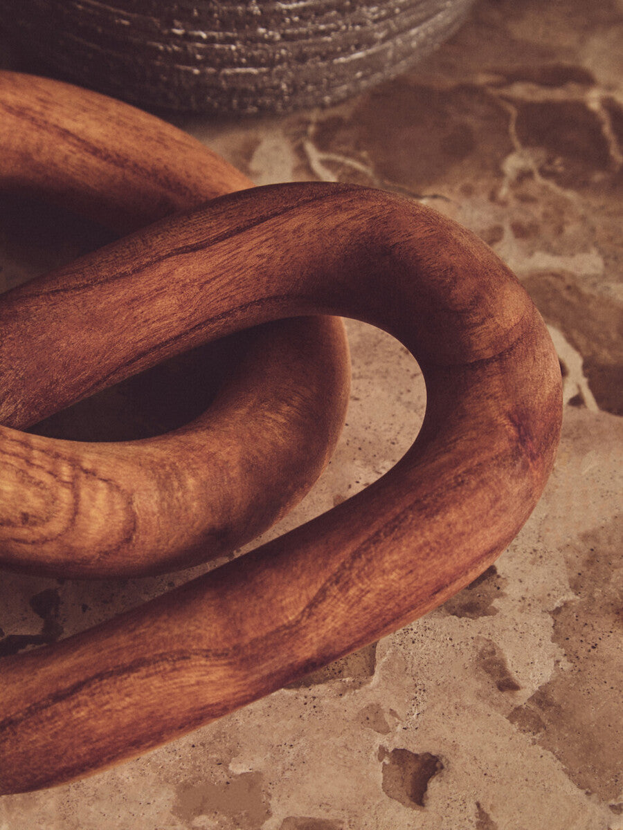 Cato Brown Wood Two Link Chain Decor