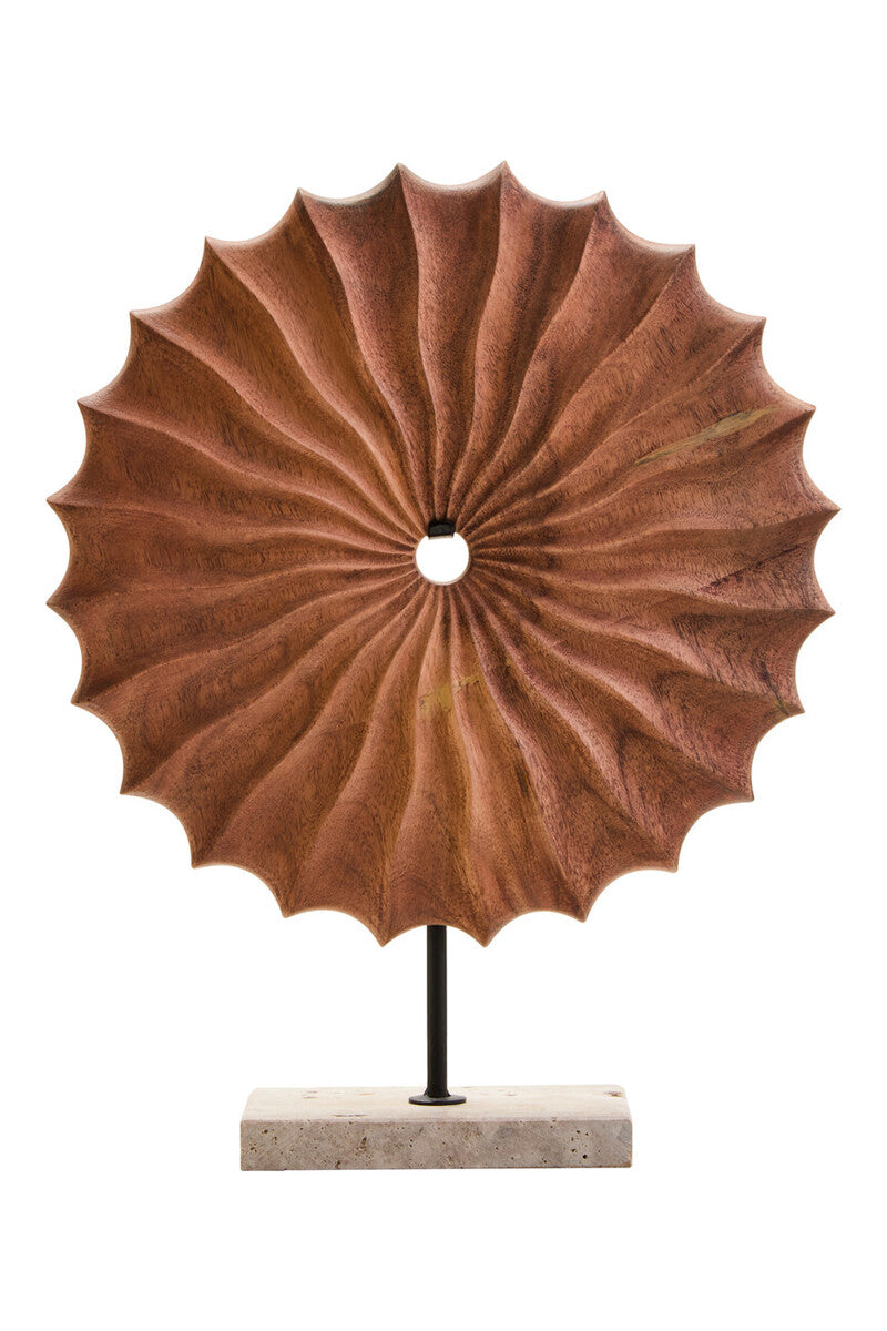 Westo Natural Wood Round Sculpture with Travertine Base - Image 2