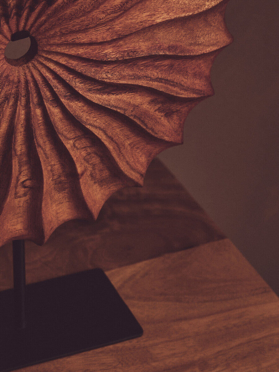 Westo Brown Wood Round Sculpture With Black Base - Image 5